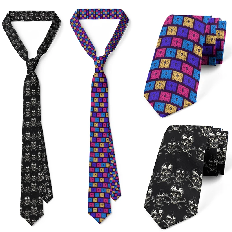 Corbata de calavera con estampado 3D para hombre, corbata Formal de negocios informal de 8CM, Camisa ajustada con estampado de Halloween, novedad, Cool Polyest, nuevo diseño