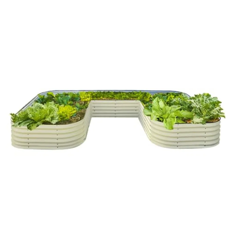 

Высокая U-образная металлическая грядка-клумба (17 дюймов) для овощей и цветов, зеленая, увеличенного размера, прочная, для садоводства на открытом воздухе