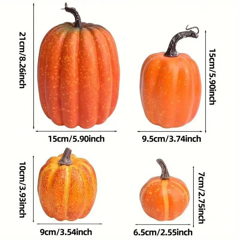 7PCS Simulation Pumpkin Artificial Pumpkin Halloween DIY Craft Decoration Party Wedding Autumn Harvest Fake Pumpkin Decoration