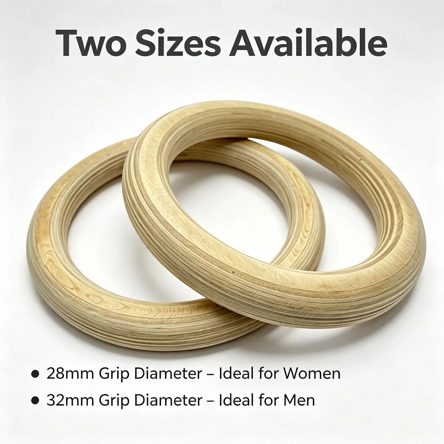 Birch Wood Gymnastic Rings，with Adjustable Cam Buckle Straps，Home Gym Equipment，Strength Training Equipment