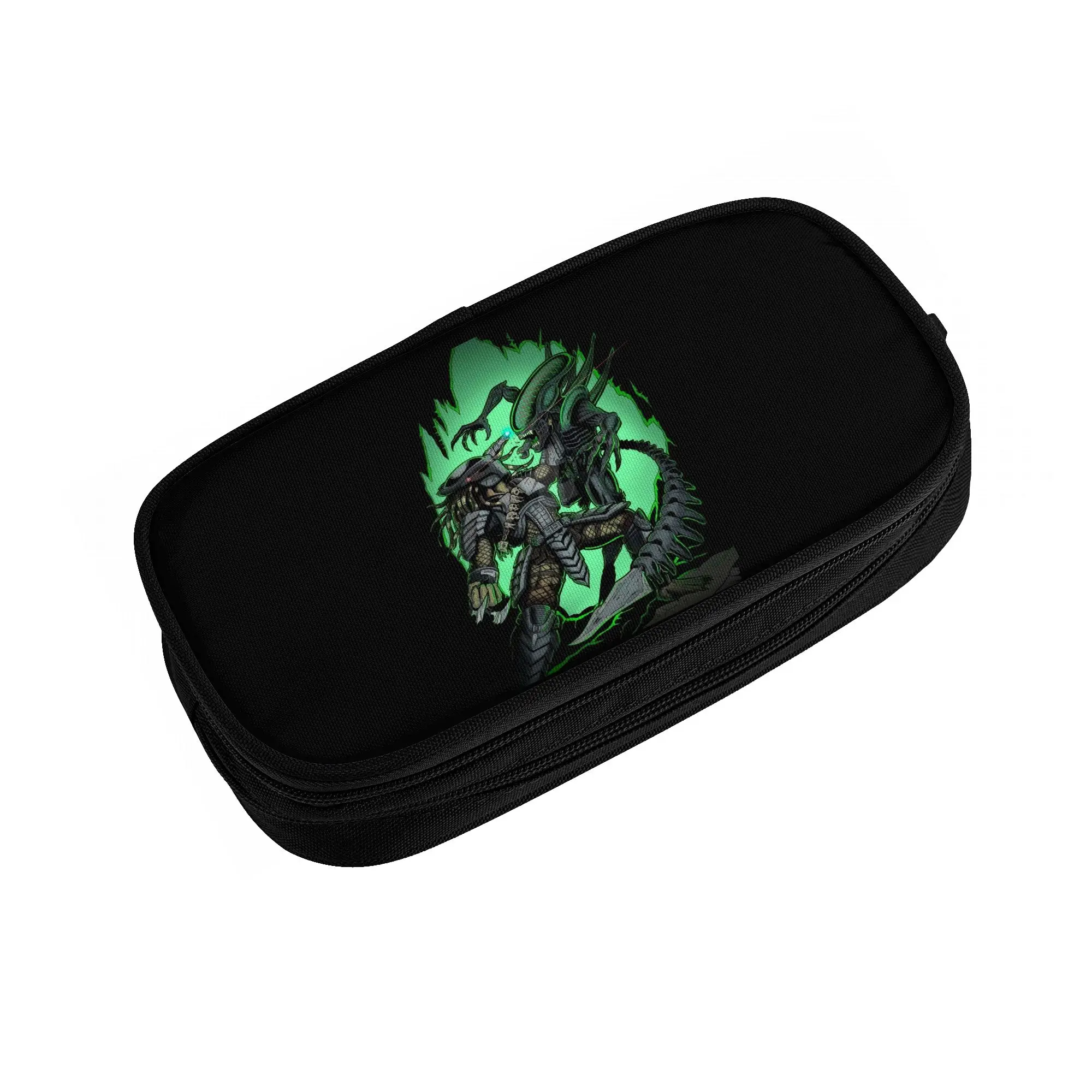 Kawaii Alien Predators Horror  Pencil Cases for Boys Girls Large Storage Science Fiction Comics Pencil Pouch School Accessories