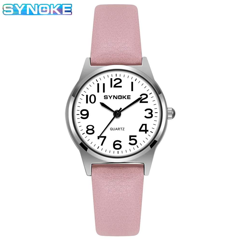 Boy Girl Quartz Watches Simple PU Leather Strap Female Ladies Wristwatch Quartz Clock for Children Gift