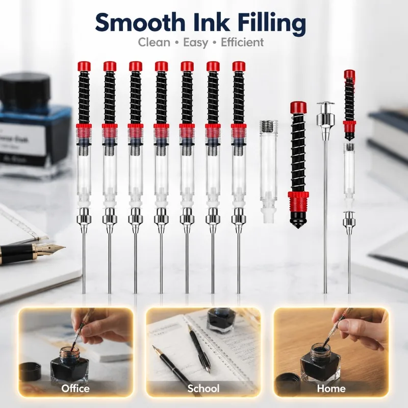 Spring Powered Push Pull Fountain Pen Ink Converter Refill Auxiliary Sucker Elastic Suction Ink Absorber Accessory for Standard