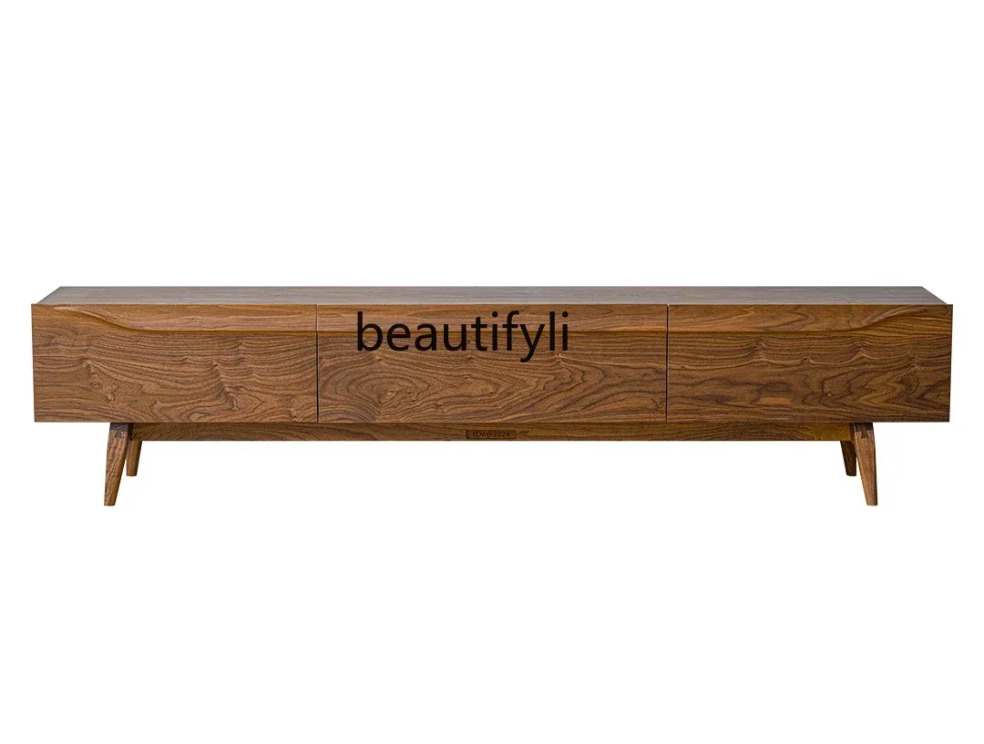 Q181 lOriginal design solid wood audio-visual cabinet whole board black walnut modern simple TV cabinet