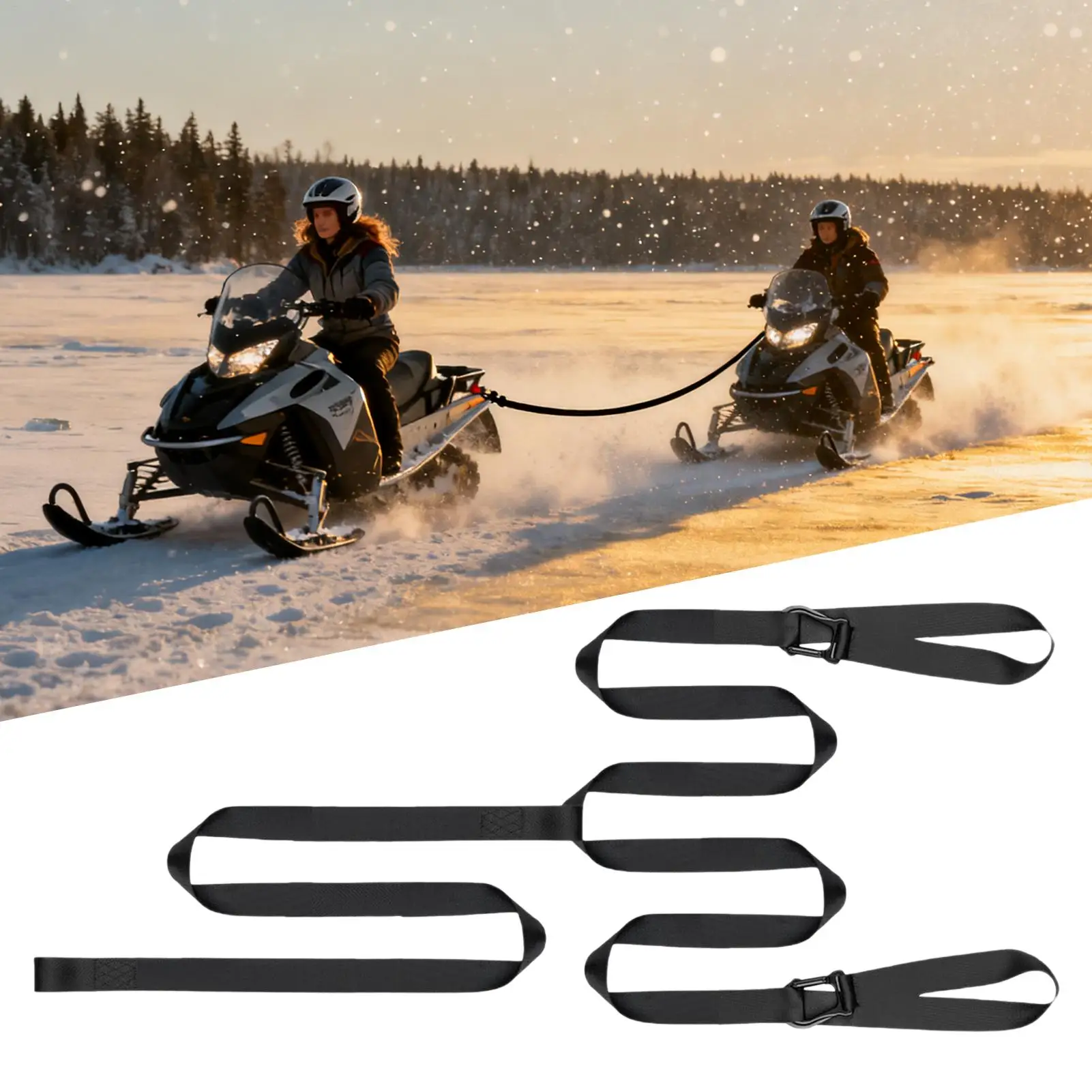 High Break Strength Tow Strap Heavy-Duty Recovery Rope Emergency Rescue Gear For Snowmobile & ATV Winter Off-Road Trail Riding