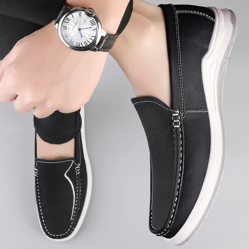 

Korean Style Fashion Leather Casual Loafers Luxury Brand Mens Business Versatile Leather Shoes High-quality Comfort Travel Shoes