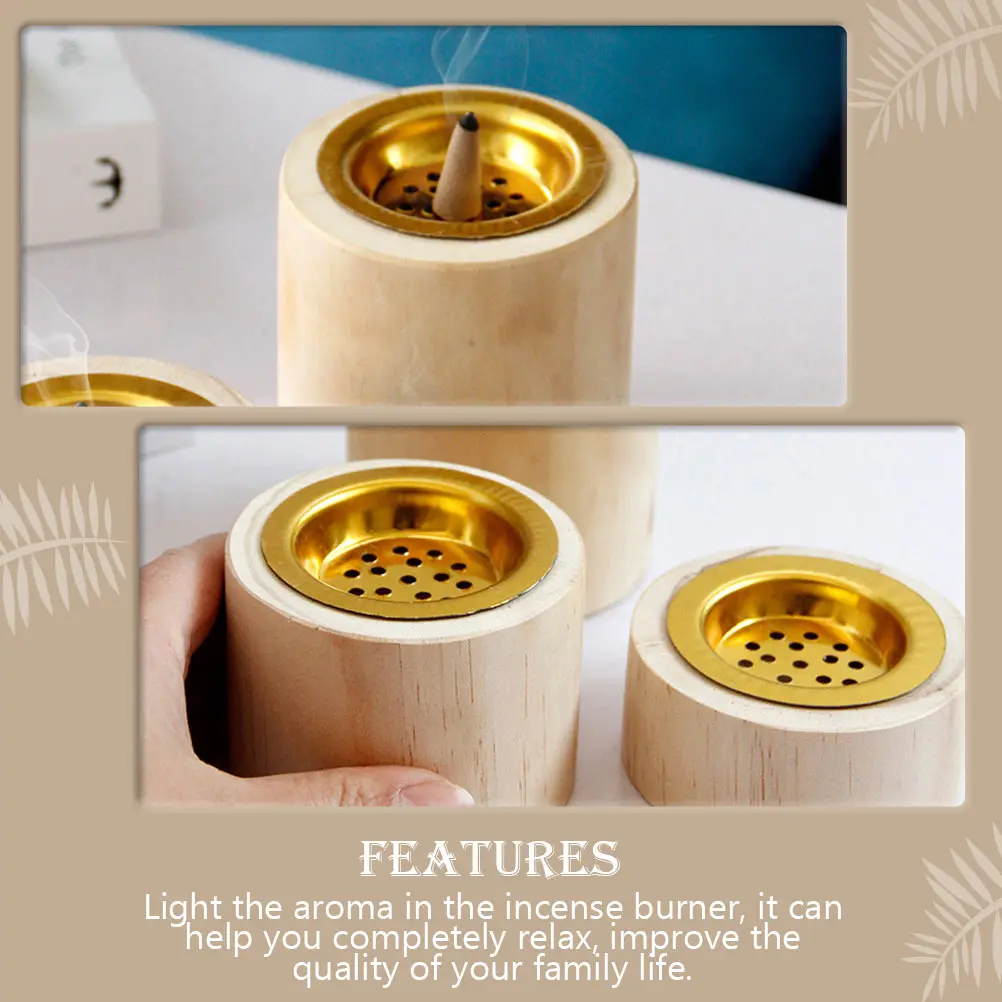 

3pcs Creative Aroma Burner Wooden Incense Stove Decorative Censer Home Decor Pastoral Style Bedroom Office Tearoom Relaxation
