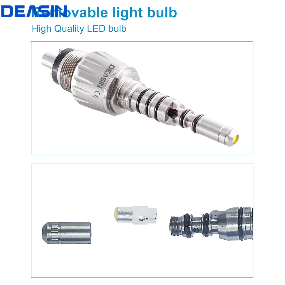 DEASIN Dental Handpiece M6 Holes coupler For kavo 9000 Fiber Optic Handpiece Adaptor Coupling LED Coupler with water filter
