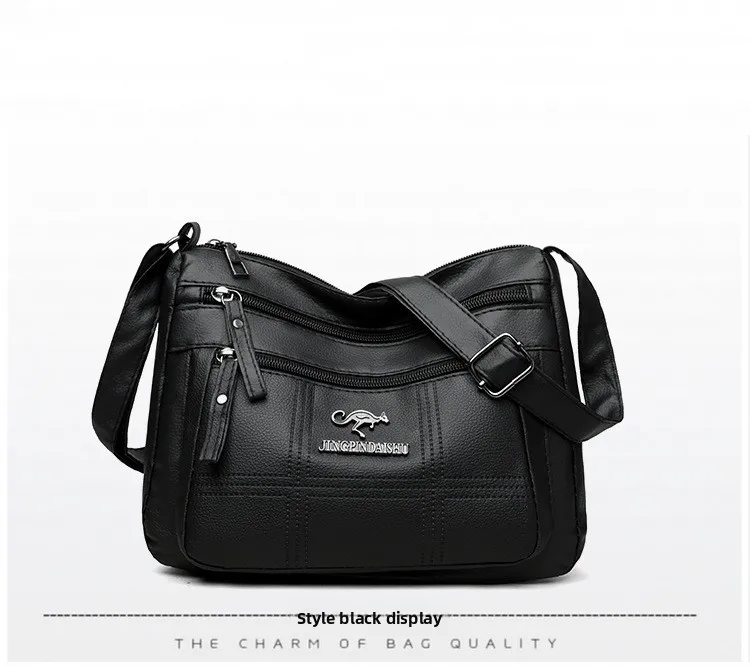 Klassisches Buchstaben-M-Design, mehrlagige Reißverschlusstasche, einzelne Schulter-Crossbody-Taschen für Damen, täglicher Gebrauch, Arbeit, Reisen, Ausflug, Party – Detail 23