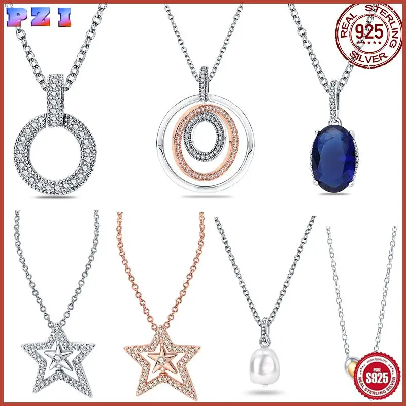 

Fashion Necklace 925 Sterling Silver O Shape Multicolor Pendant fit Original Necklace DIY Women's High Jewelry Gift