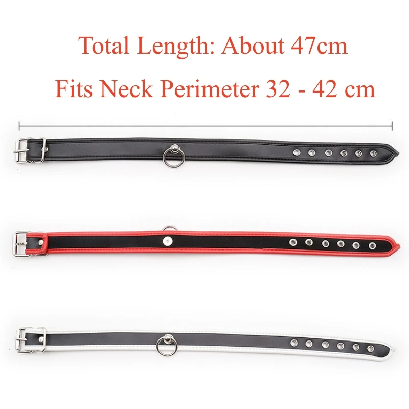 Fetiche para hombres y mujeres, Collar de cuero PU ajustable, ataduras de Bondage BDSM, Collar sexual