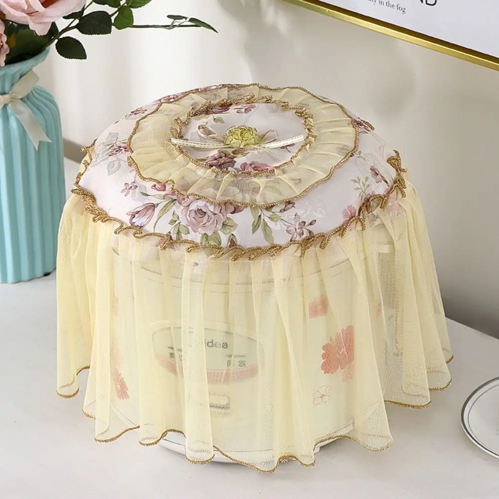 Flower Printed Rice Cooker Lace Dust Covers Antifouling Oil-proof Antifouling Protector Cloth Round European Pastoral Style