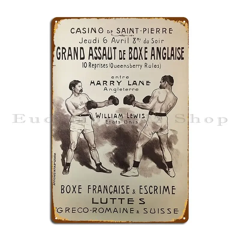 Vintage Boxing Poster France Mindydidit Metal Plaque Poster Living Room Create Wall Plaque Classic Designer Tin Sign Poster