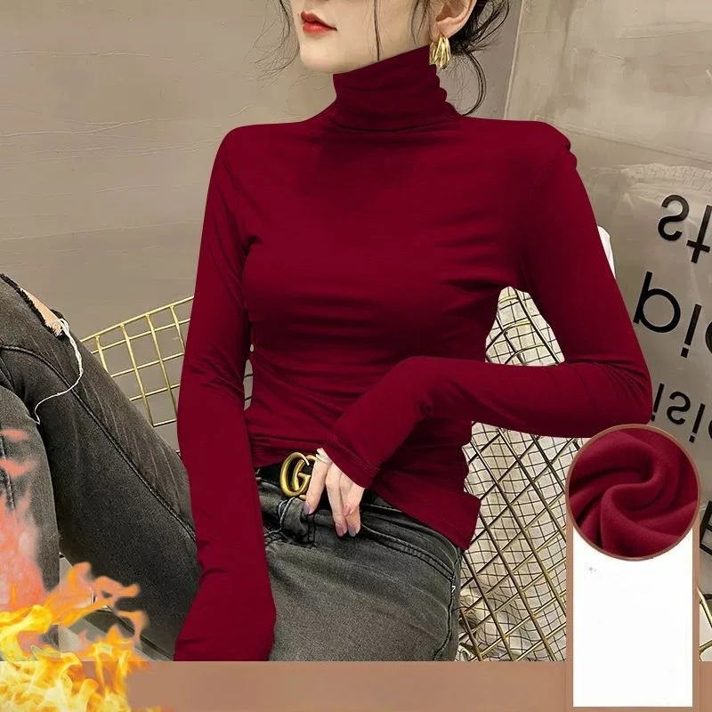 Women's Women Autumn  Turtleneck Pullover Sweater Elegant  Fashion Long-Sleeve Bottoming Top Slim Fit Heating Casual Knitwear