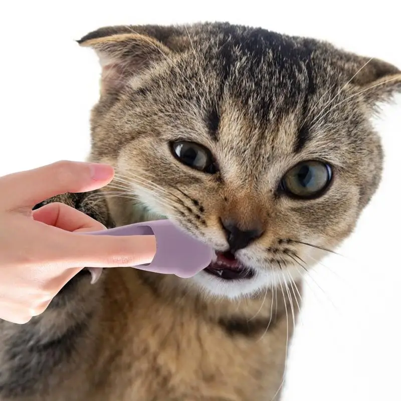 

Зубная щетка на палец для кошек, принадлежности для ванны для домашних животных, мягкая щетина для полости рта, зубная щетка на палец для чистки зубов домашних животных и ухода за полостью рта