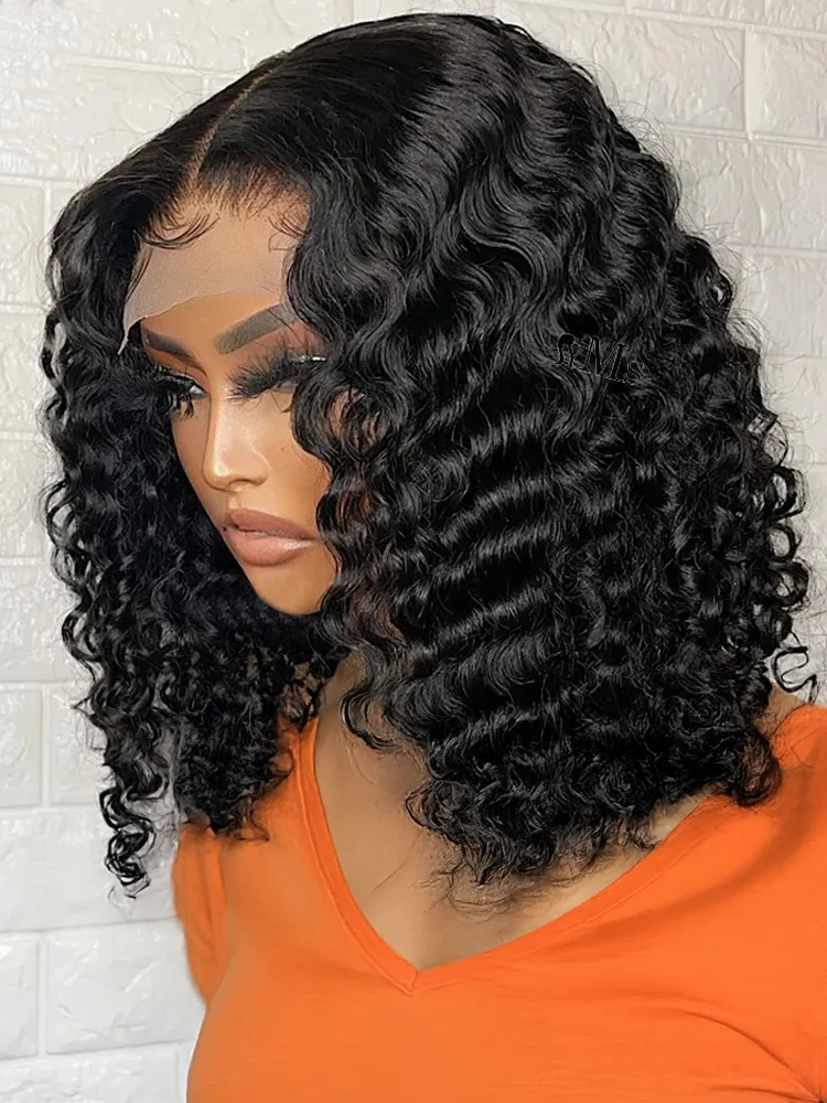 

CEXXY 250% Density Short Jerry Curly Bob Wig Human Hair Brazilian Deep Wave 13x4 13x6 HD Lace Frontal Human Hair Wig For Women