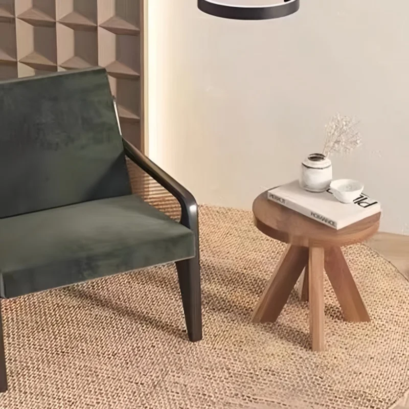 단단한 나무 라운드 커피 테이블 미니멀리스트 티 데스크 일본식 사이드 테이블 거실 라운지 코너 독서 장식