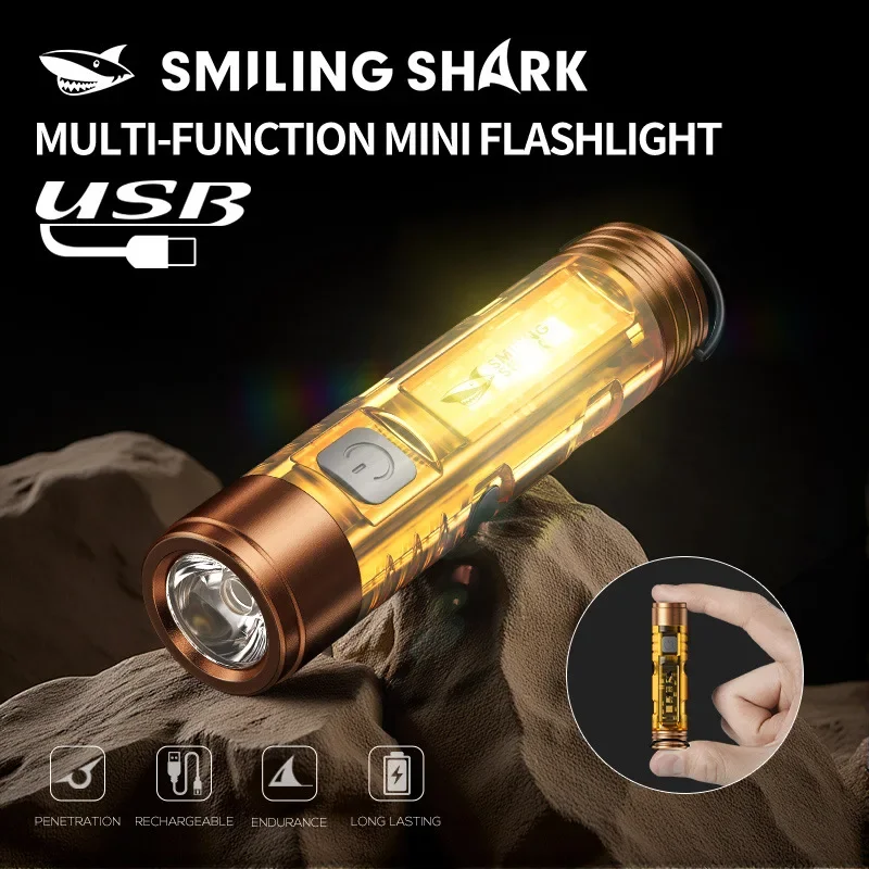 

LED Mini Ultraligera, 4+6 Modos Luz, Impermeable, ABS/Aluminio, USB-C recargable, Linterna EDC para Camping y Emergencias