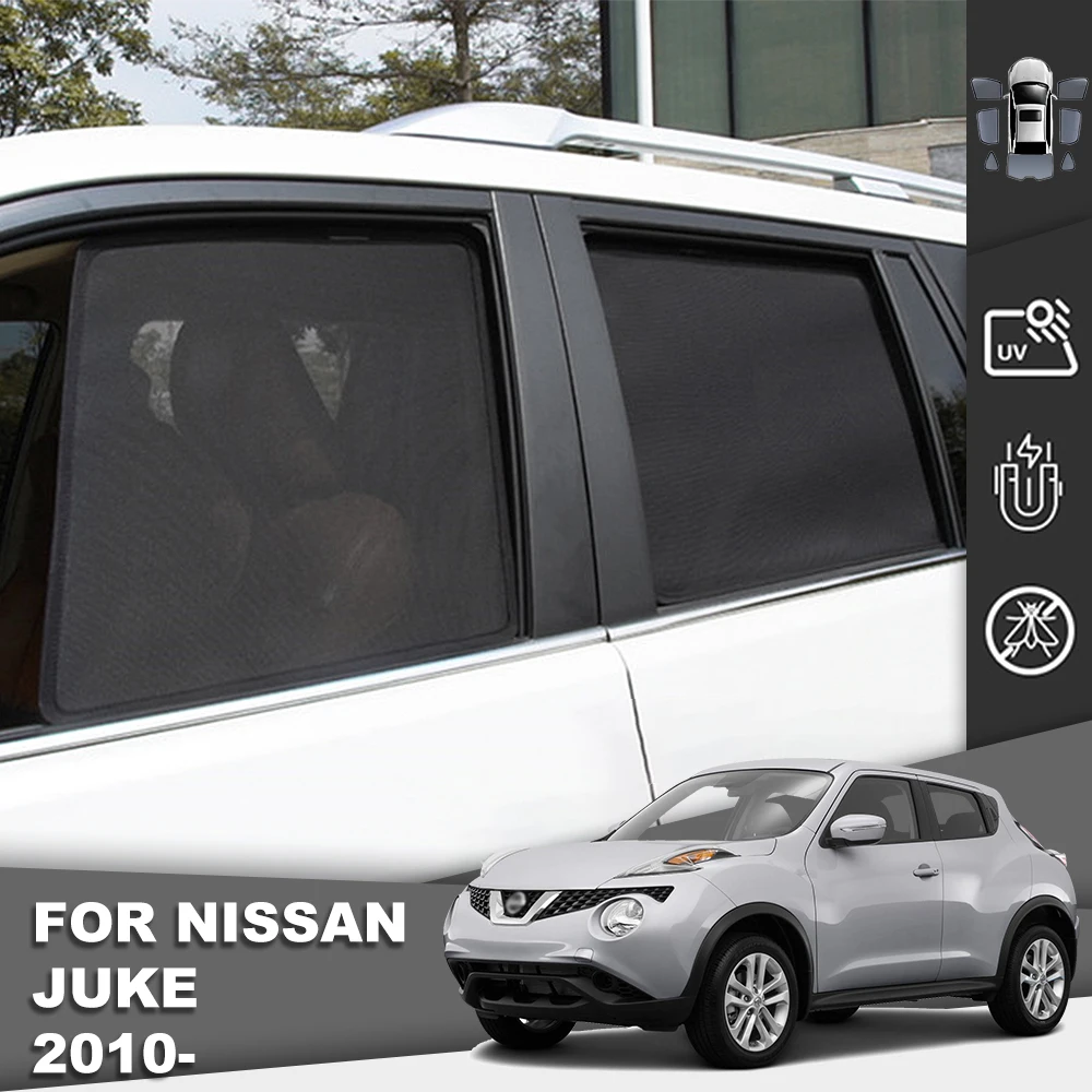 Для Nissan JUKE F15 2010-2019: Магнитные солнцезащитные шторки для автомобиля, на лобовое стекло, задние боковые окна, сетчатые солнцезащитные шторки для детей