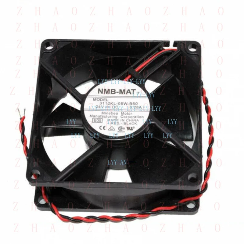 L+ For NMB 3112KL-05W-B60 DC 24V 0.28A 80*80*32mm 2-wire Cooling Fan Ball bearing