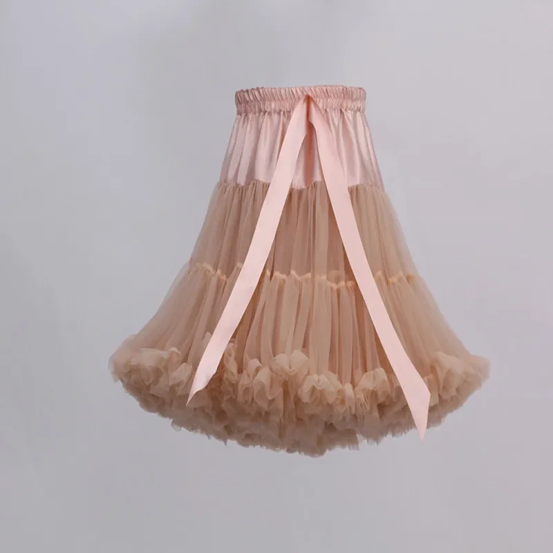 Women's Elastic Solid Color  Petticoat Puffy Tutu Tulle Skirt Princess Ballet Dance  Multi-Layered Underskirt