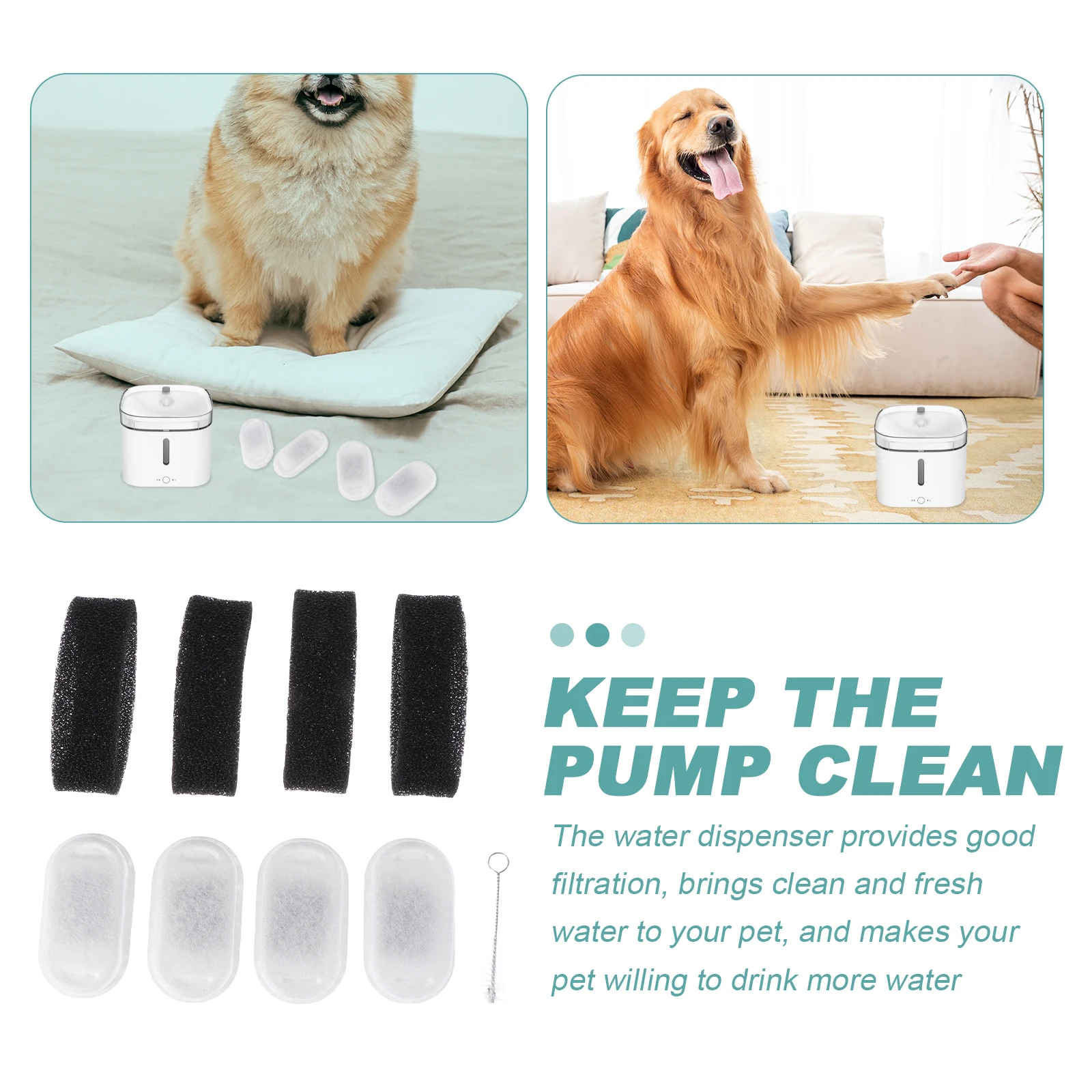 

1 set 1 Set Filter Cotton Core Replacement Cat Water Fountain Filters Pet Accessory For Home Use Clean Extend Pump Life