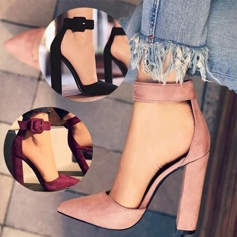 Comem Fashion Ladies High Heels Female Pointed Toe Pumps Women Shoes Woman Ankle Strap Pumps 2023 Summer Sandals Zapatos Mujer