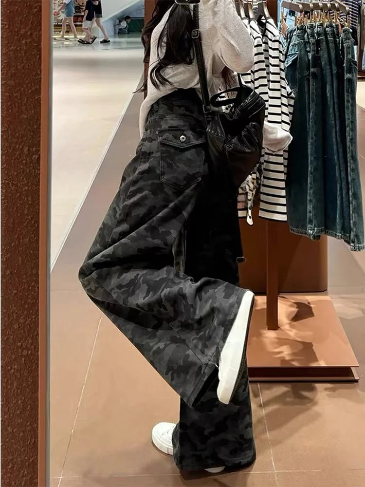 Casual Camouflage Wide Leg Pants Women's Loose Feel Autumn 2026 New Drapey Lazy Middle And High School Students Long Trousers