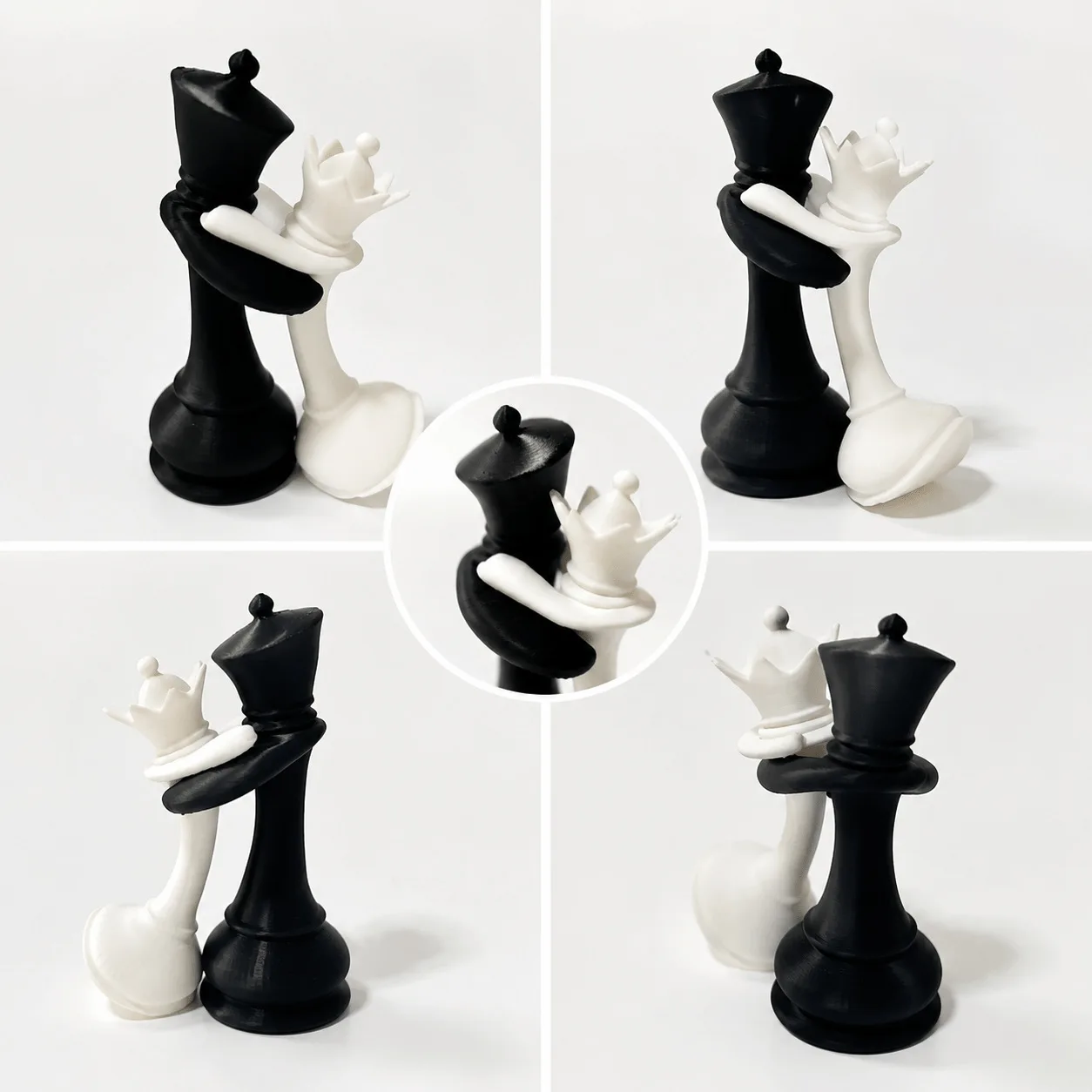 10cm 3D Printed Chess King and Queen Statue Home Decoration Couple Desktop Ornaments Mini Statue Funny Creative Gift