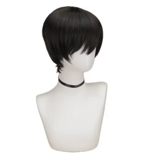 Short Hair Cosplay Wigs Male Women Party Black High Temperature Fiber Synthetic Hair Wigs