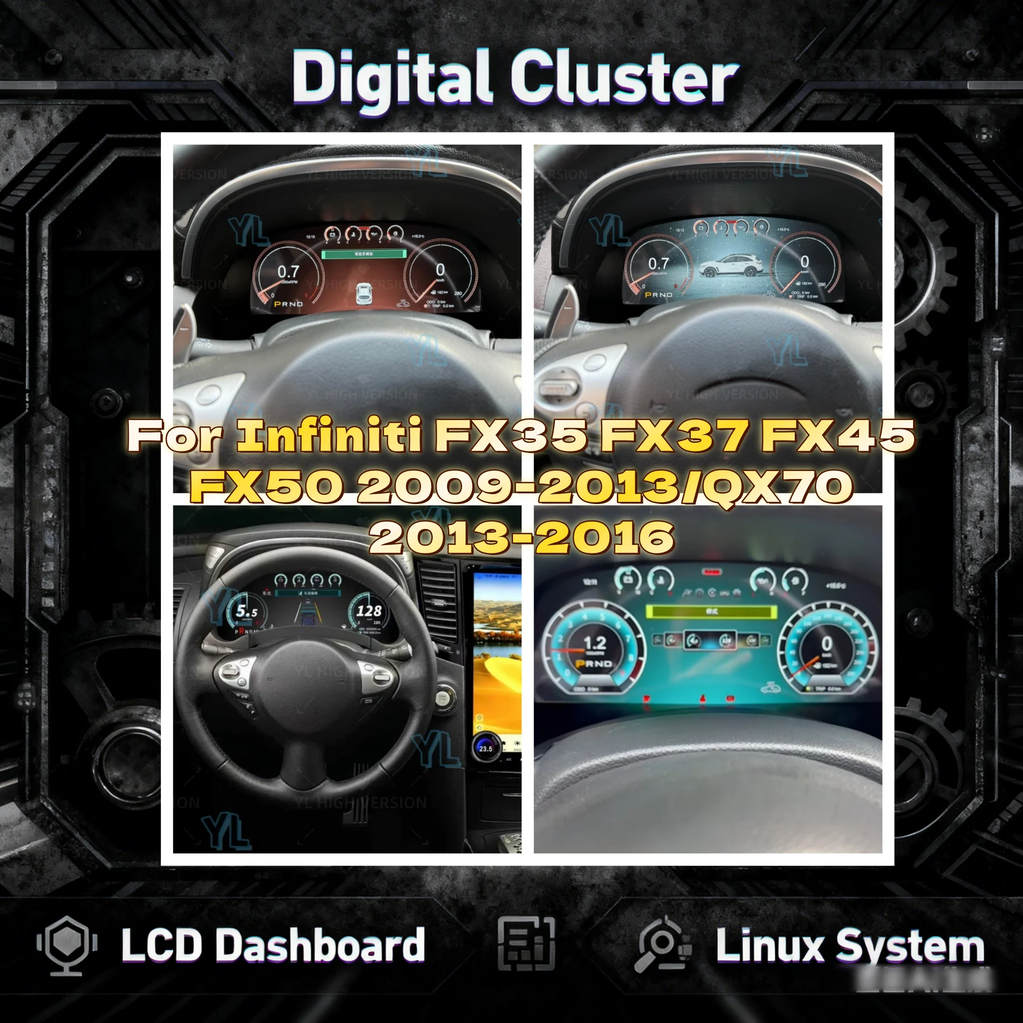 For Infiniti FX35 FX37 FX45 FX50 2009-2013/ QX70 13-16 Digital Cluster Car LCD Dashboard Virtual Cockpit Instrument Speedometer