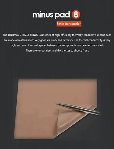 Imagen 2 del producto Almohadilla térmica Grizzly Minus Pad 8,0 W/Mk, placa base/CPU/GPU, tarjeta gráfica de varios tamaños, almohadilla térmica de silicona