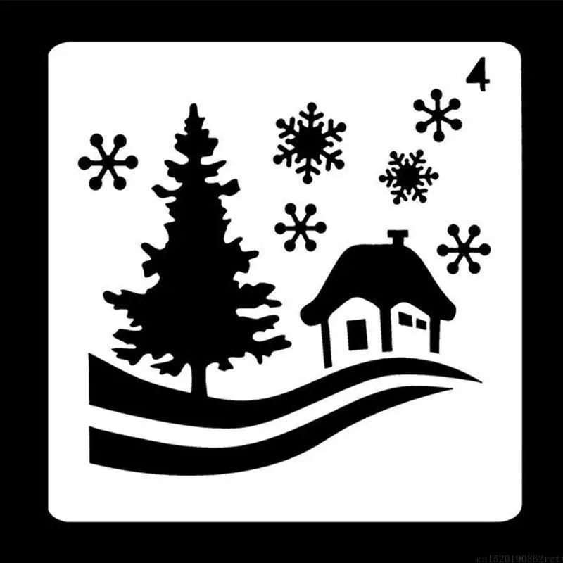 D5BB 12pcs 학생 어린이를위한 다목적 작은 크리스마스 페인팅 스텐실 키트