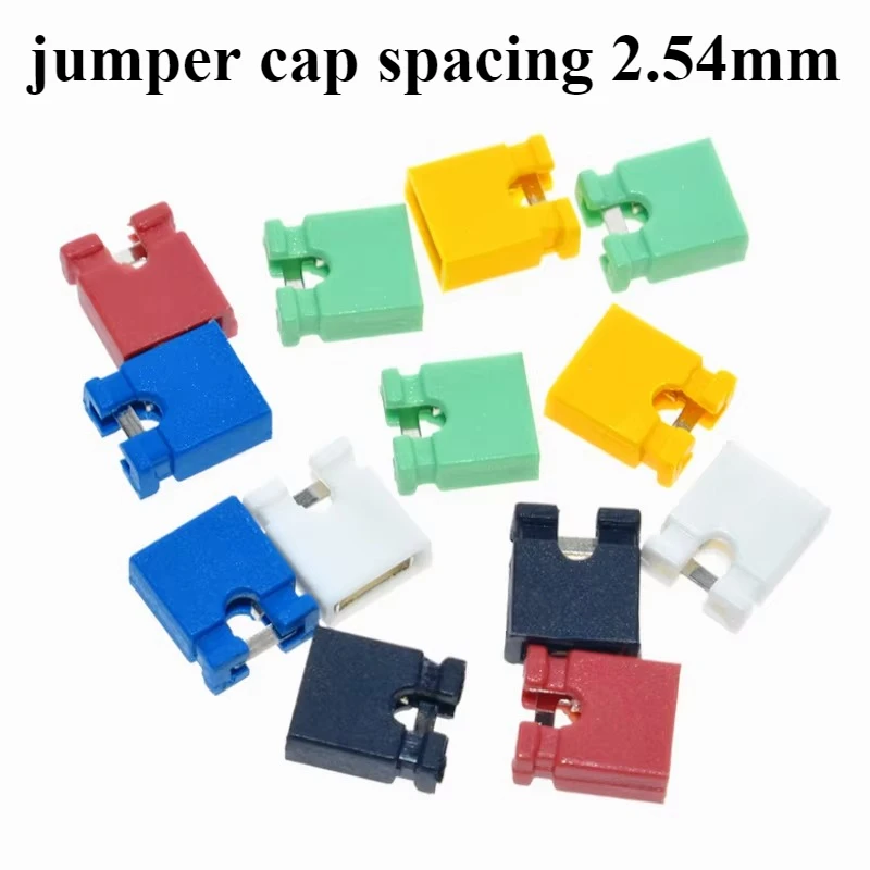 

100/500Pcs/lot jumper cap short circuit cap spacing 2.54mm black yellow blue red white green short circuit block pin connector