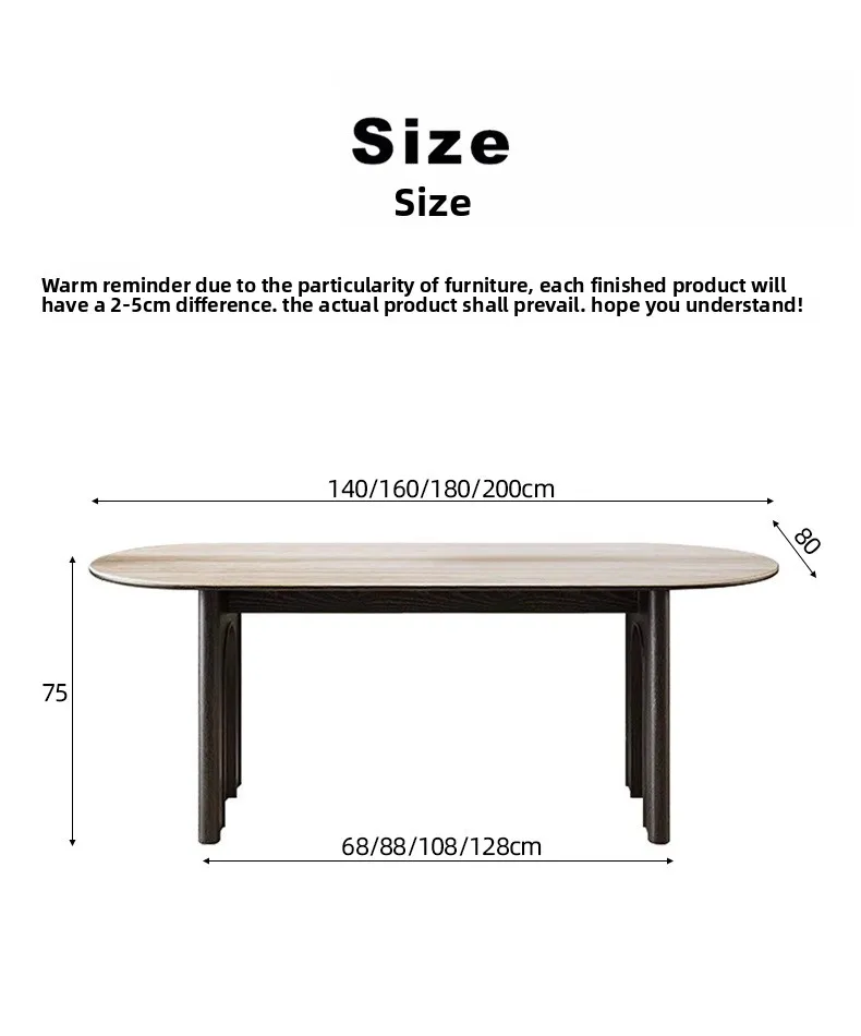 Slate dining table household modern simple small apartment oval ash wood dining table and chair combination