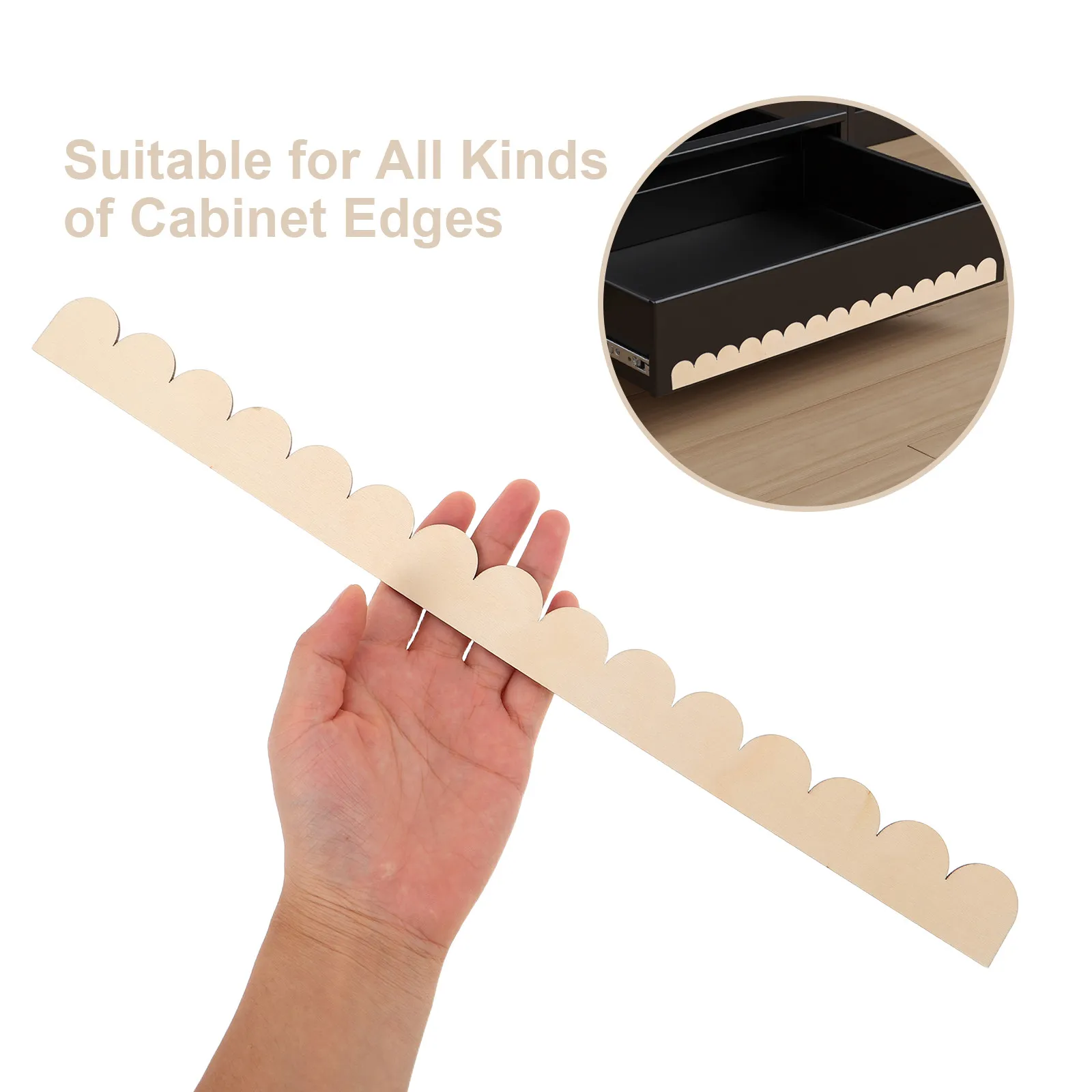 24Pcs Scalloped Wood Edging Trim Unfinished DIY Cabinet Trim Molding Shelf Edge Decorative Frame Strip Bedroom Office Living