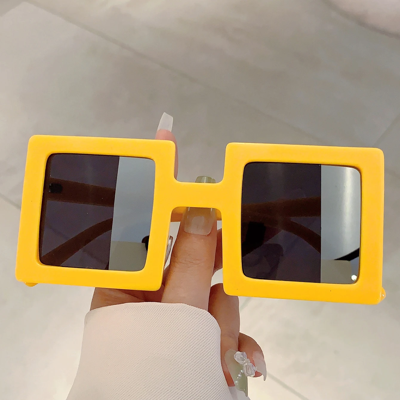 نظارات شمسية مربعة مضحكة للنساء ، ظلال شبه مرآة ، تصميم علامة تجارية أنيقة عصرية ، نظارات شمسية مضادة للانعكاس ، جديدة في الموضة ،