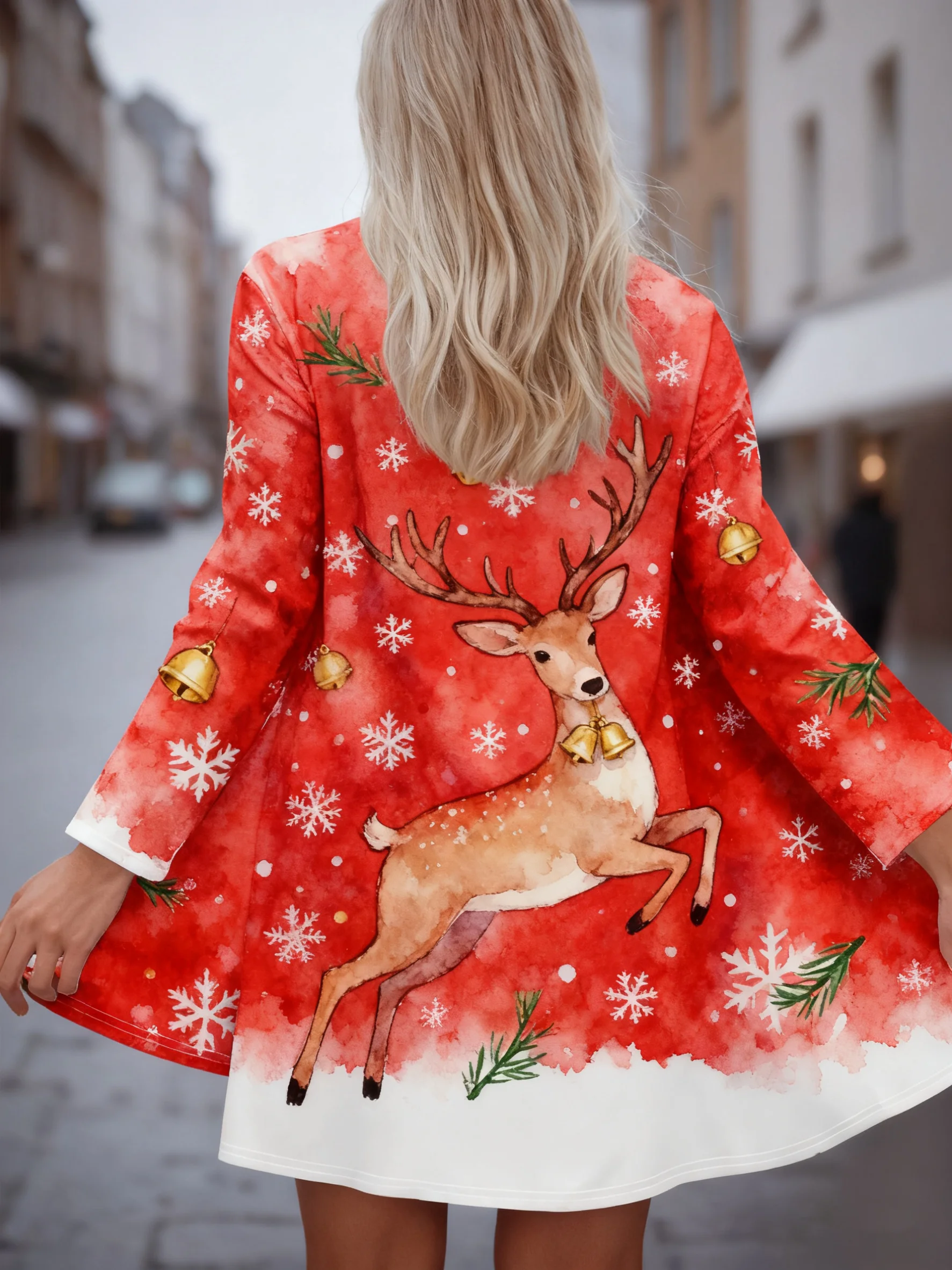 

Рождественское женское пальто 2025 года, красная футболка с длинными рукавами и 3D принтом лося, повседневный легкий кардиган, одежда для рождественской вечеринки, весна-осень