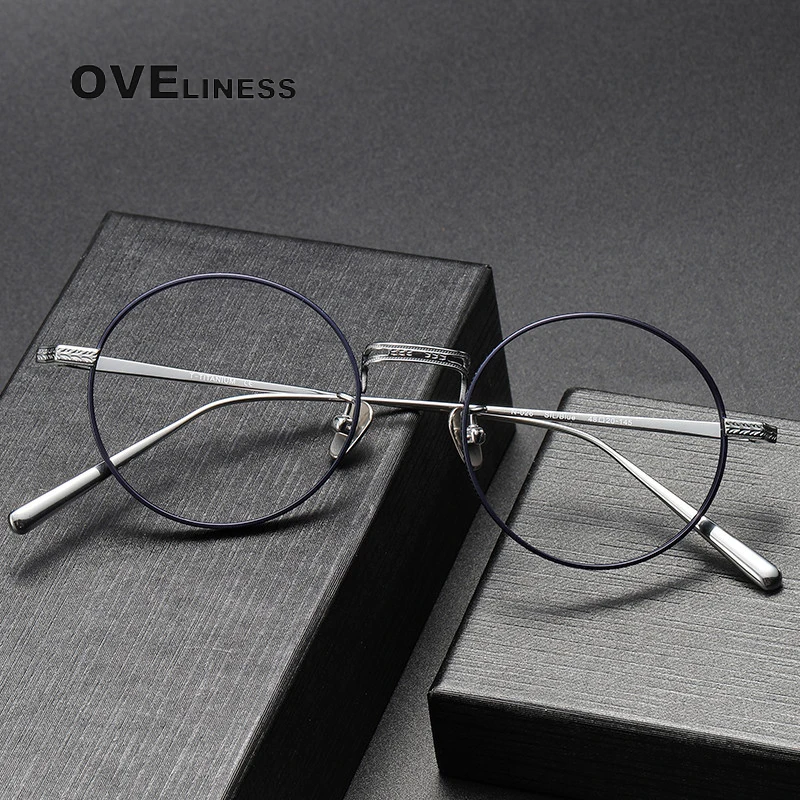 

Pure Titanium optical Glasses Frame Men Women 2024 New male Grace Retro Round myopia Prescription Eyeglasses Eyewear spectacles