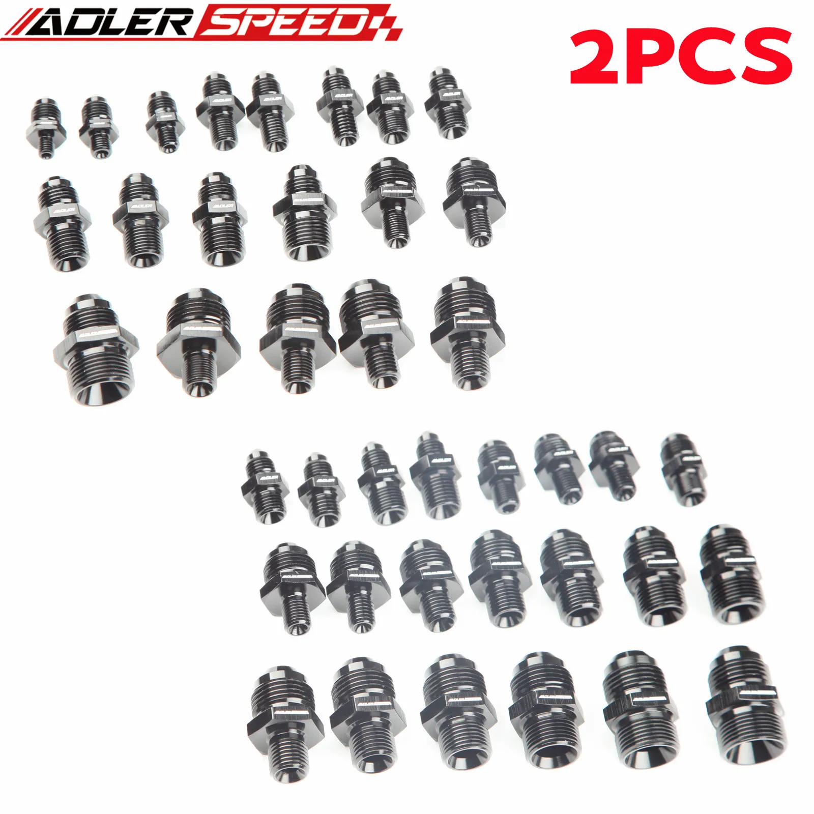2PCS Aluminum -4AN 6AN 8AN 10AN 12AN Male Flare To M10/M12/M14/M16/M18x1.5 Metric Straight Fitting Adapter