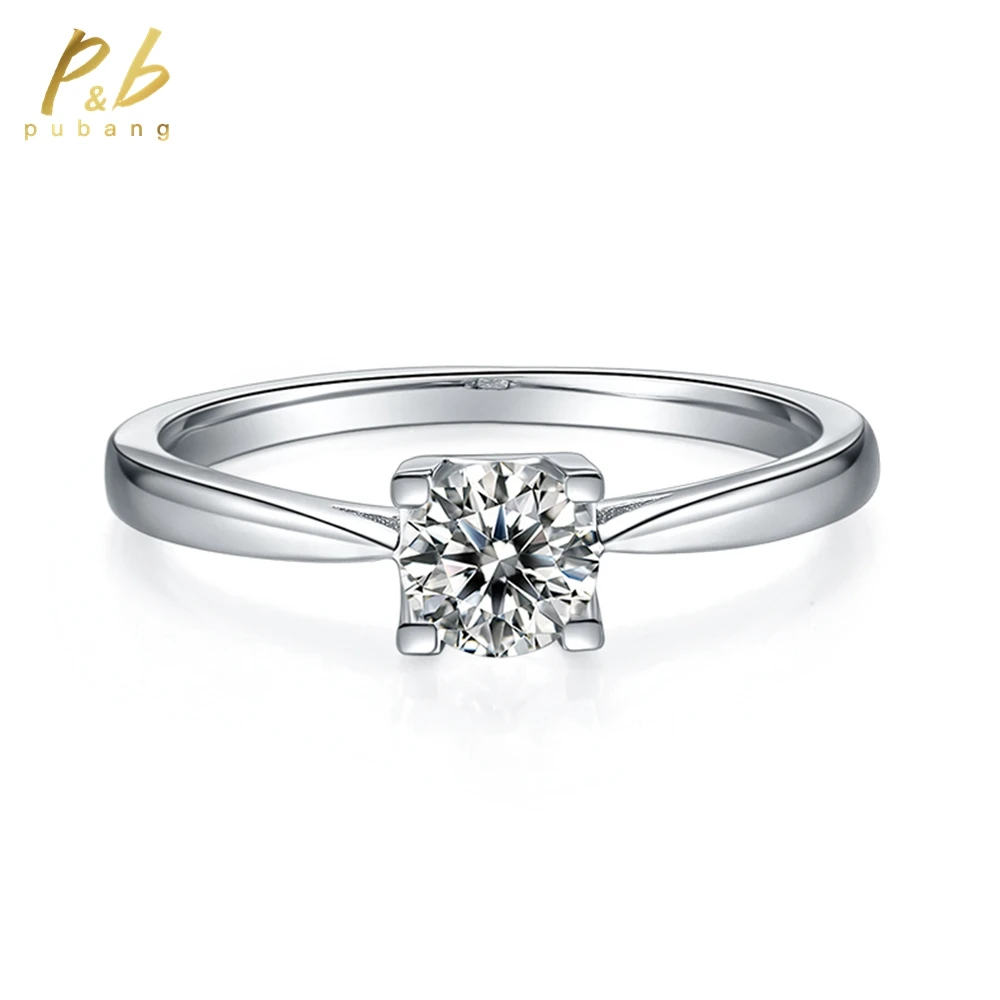 

PuBang Fine Jewelry 100% 925 Sterling Silver Simple Band Ring for Women Cocktail Gift 5MM GRA D Moissanite Diamond Free Shipping