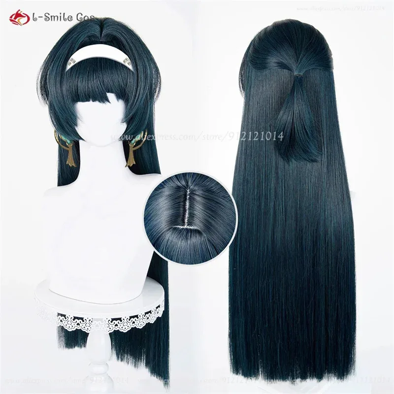 

Astra Yao Coslay Wig 78cm Long Grey Green Straight Wigs Heat Resistant Synthetic Hair Cosplay Anime Costumes Wig + Wig Cap