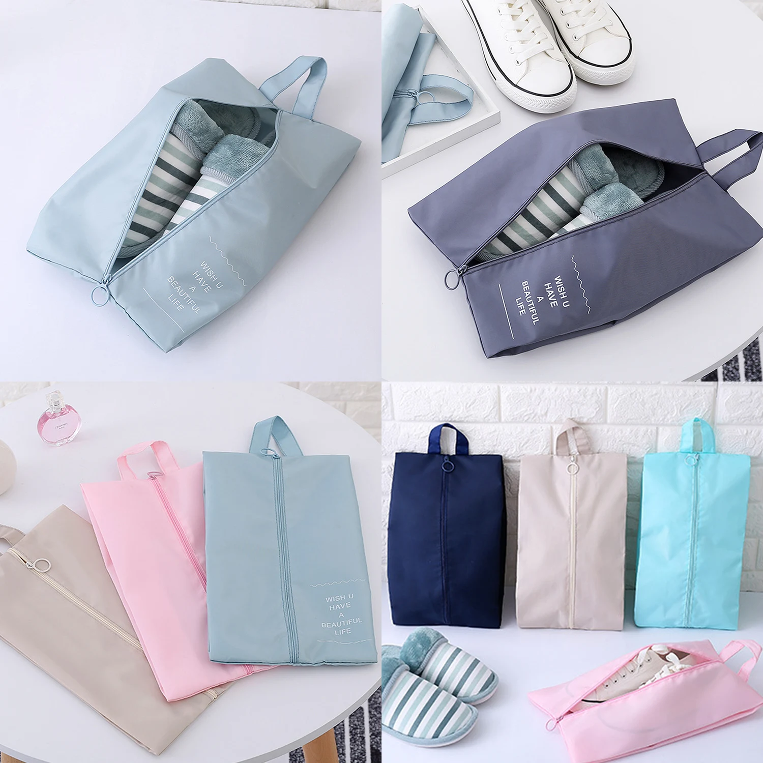 Travel Storage Bag Shoes Travel Packing Cubes Underwear Sundries Finishing Multifunctional Waterproof Portable Zipper Shoe Bag