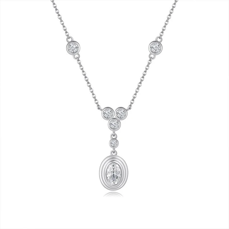 

ZFSILVER модное серебро 925, трендовое роскошное муассанитовое ожерелье с каплями воды, подвески, женские аксессуары, вечерние ювелирные изделия, подарок N20385