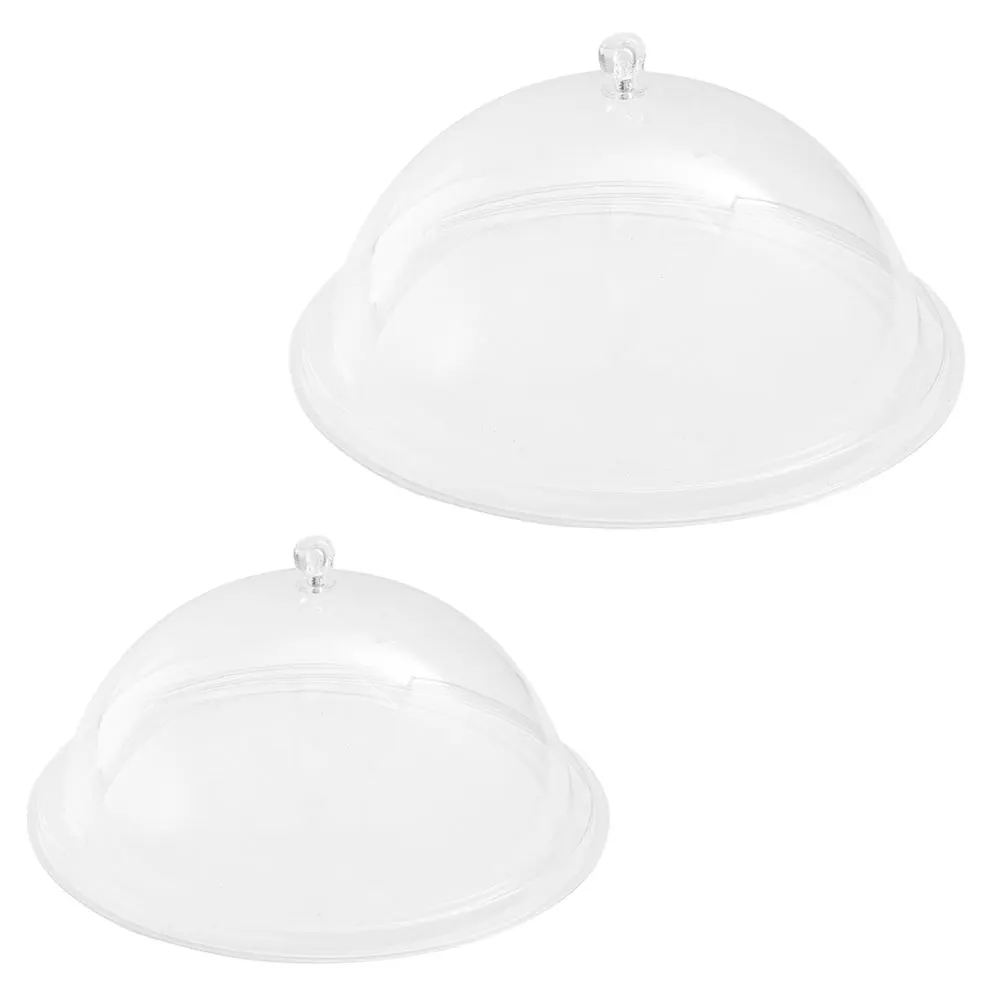 2pcs Transparent Kitchen Fresh-Keeping Heat Preservation Dessert Protection Cover Acrylic Food Lid Dish Cover Round Food Tent