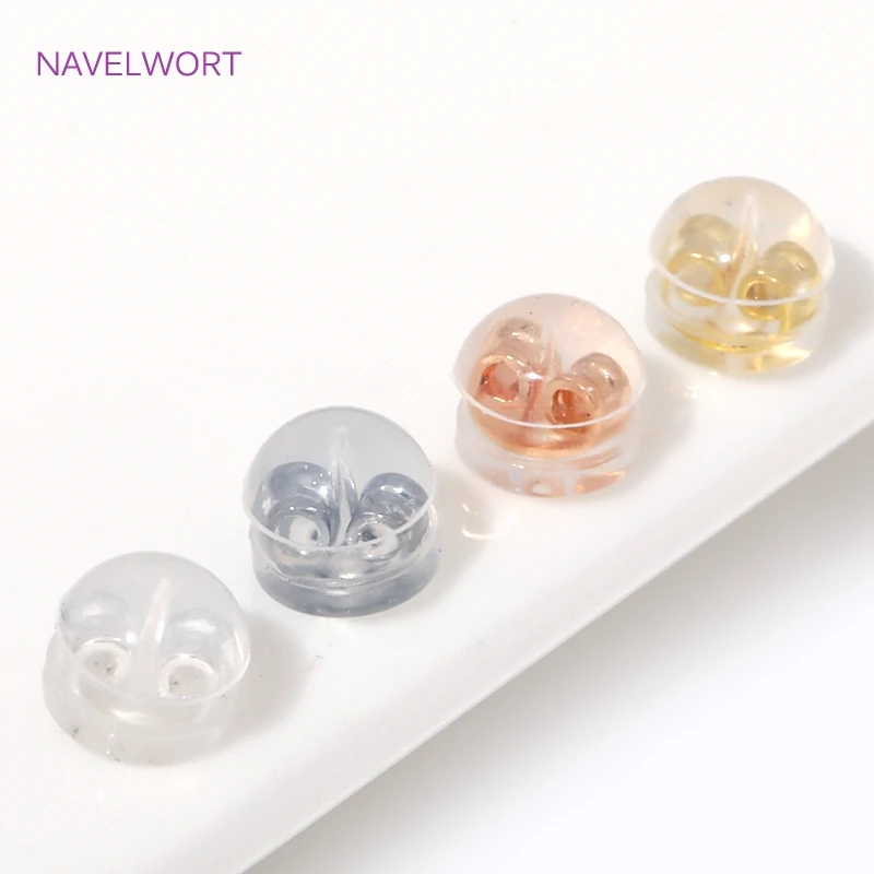 50Pcs 18K Gold Plated Rubber Ear Back Stoppers Hamburger Earring Back Stoppers,For Jewelry Making DIY Earring Making Accessories