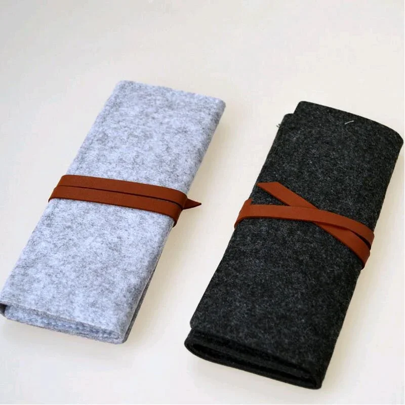 Astuccio scolastico nero di grande capacità Astuccio per matite in feltro Portacancelleria Astuccio per penne stilografiche Astuccio per matite con cerniera per studenti stile semplice