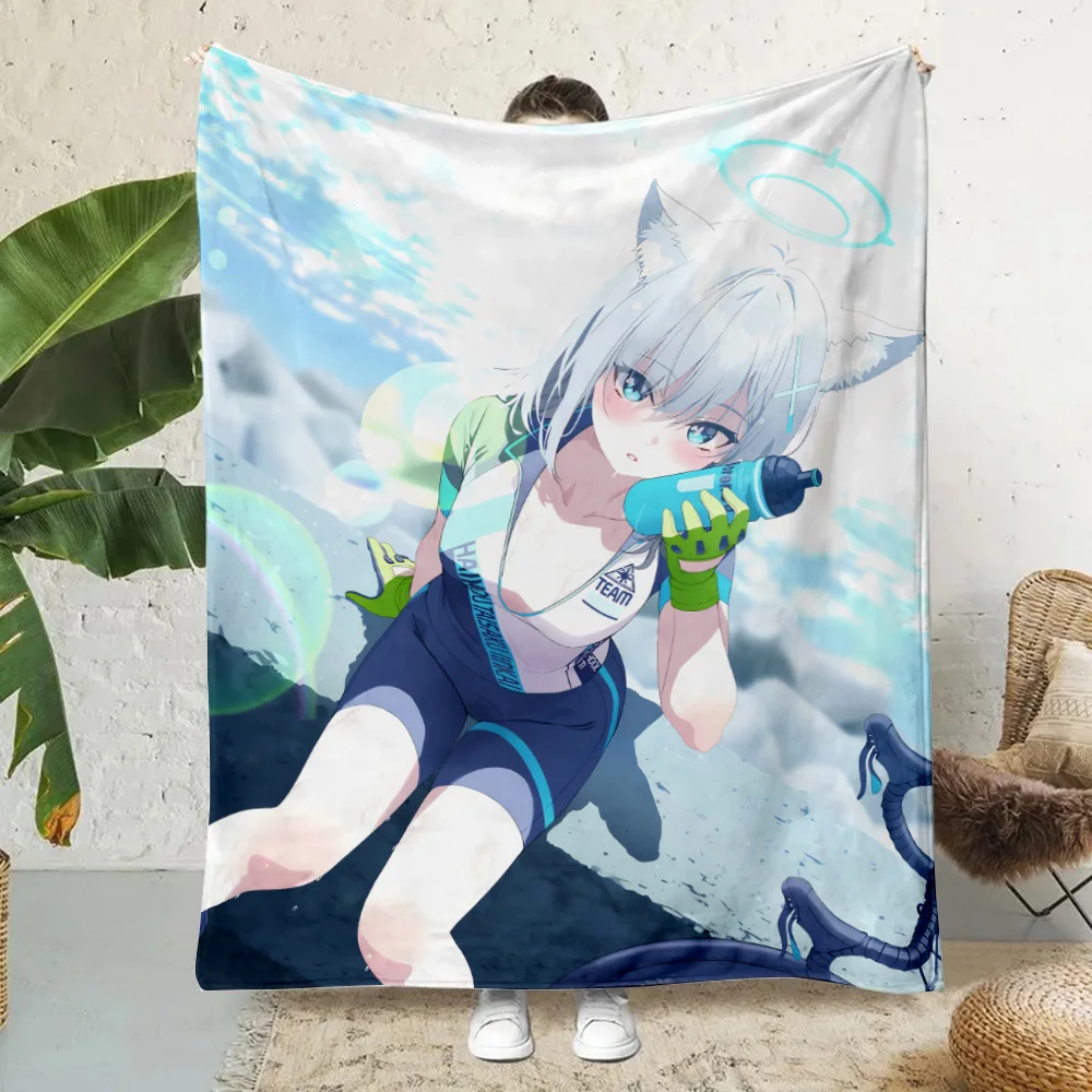 New Anime Girl Shiroko Blue Archive Printed Picnic Blankets Warm Blanket Soft and Comfortable Blanket Home Travel Birthday Gift