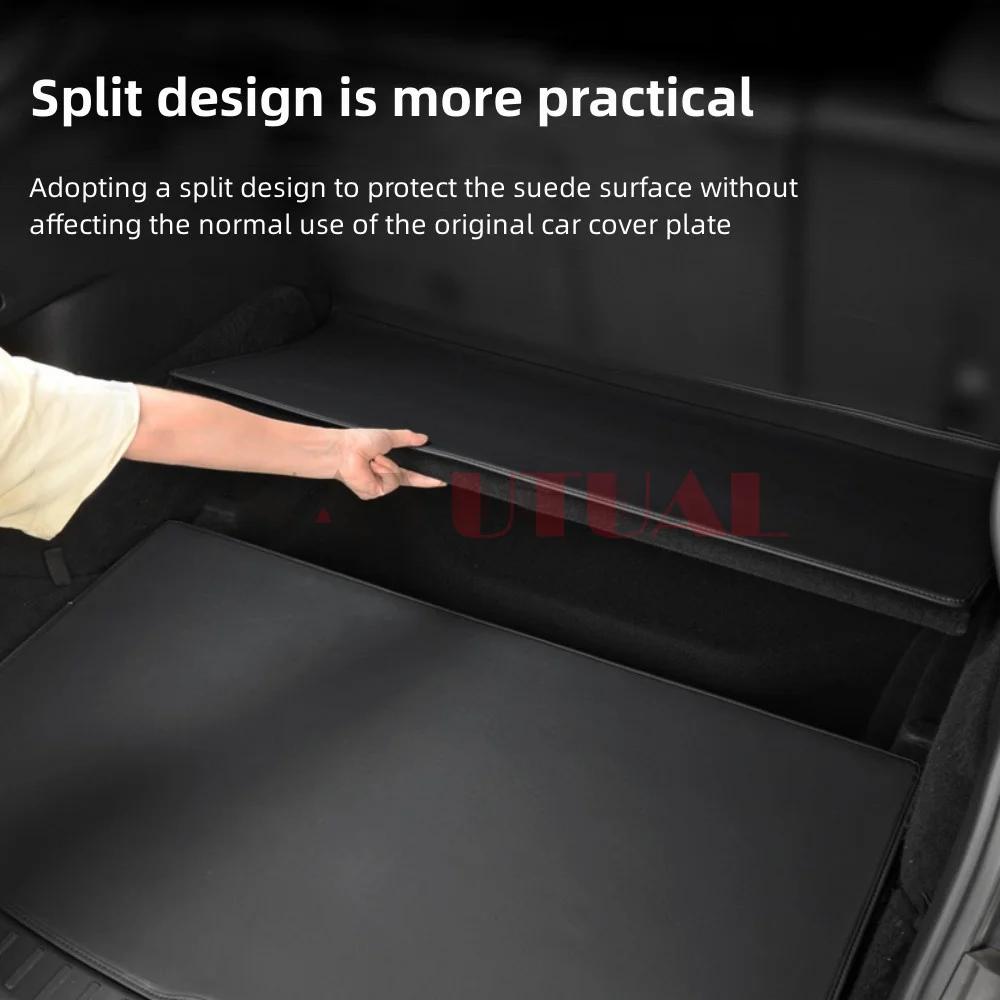 Leather Trunk Mats For Tesla Model Y 3 Fully Surrounded Waterproof Non-Slip All Weather Liner Custom Exact Fit Car Interior