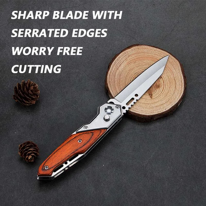 Специальный боевой складной нож для самообороны на открытом воздухе высокой твердости, тактический складной нож для фруктов с деревянной ручкой